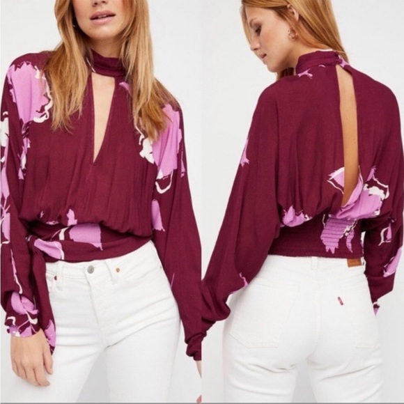 Free People Tops - Free People “Say You Love Me Too” Floral Chiffon Top – Size XS (EUC)